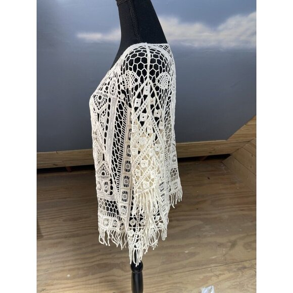 Rafaella Womens Sleeveless Top Size L Off White Crochet Cover Western Cottage - Picture 4 of 12